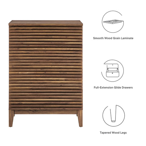 Modway Render 4-Drawer Chest Living Room Furniture in Brown - Side View