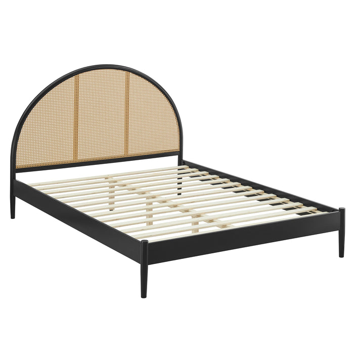 Odette Queen Arched Rattan Cane Platform Bed