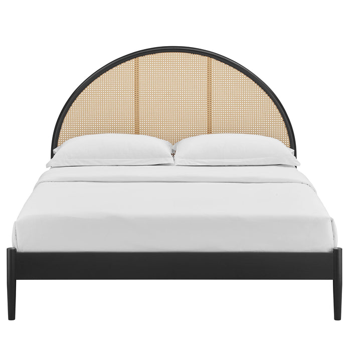 Odette Queen Arched Rattan Cane Platform Bed