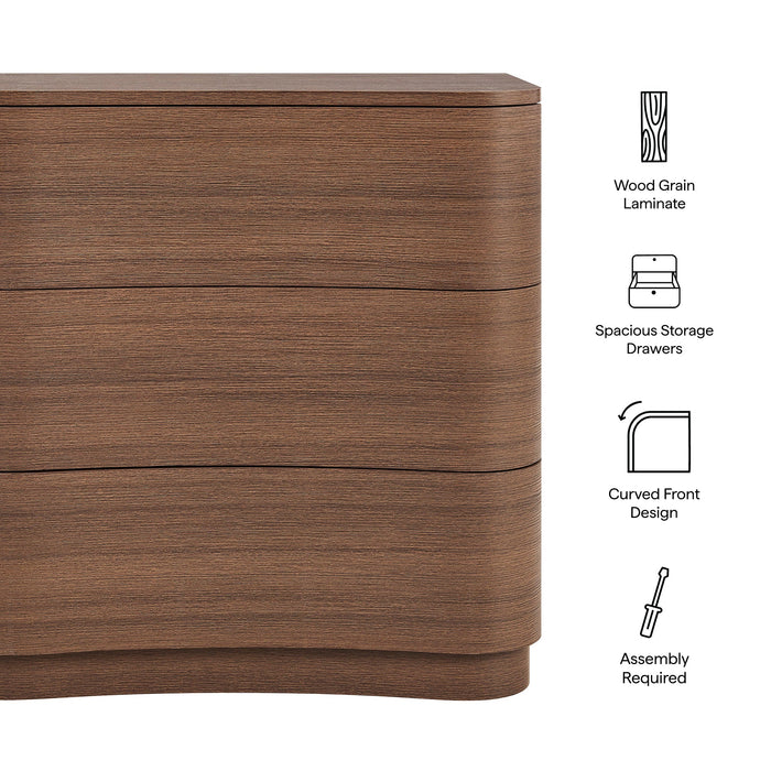 Mirae 3-Drawer Curved Compact Dresser