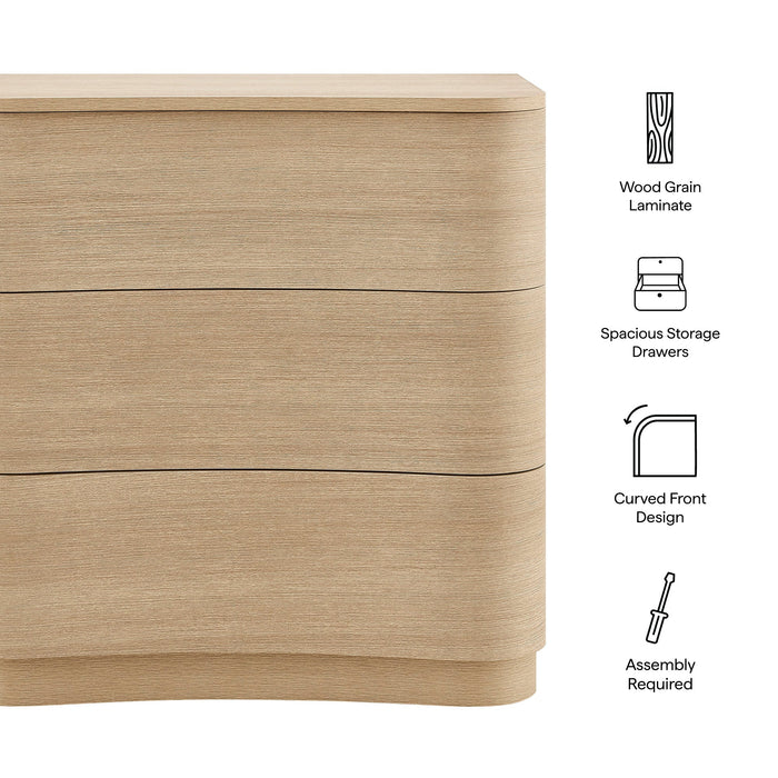Mirae 3-Drawer Curved Compact Dresser