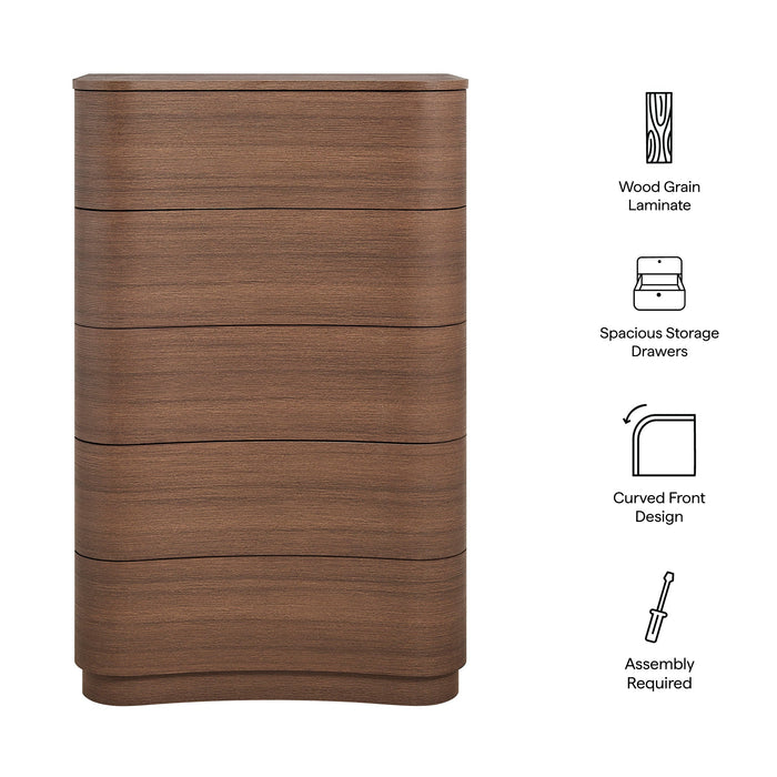 Mirae 5-Drawer Curved Dresser Chest of Drawers