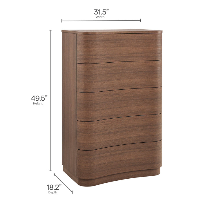 Mirae 5-Drawer Curved Dresser Chest of Drawers