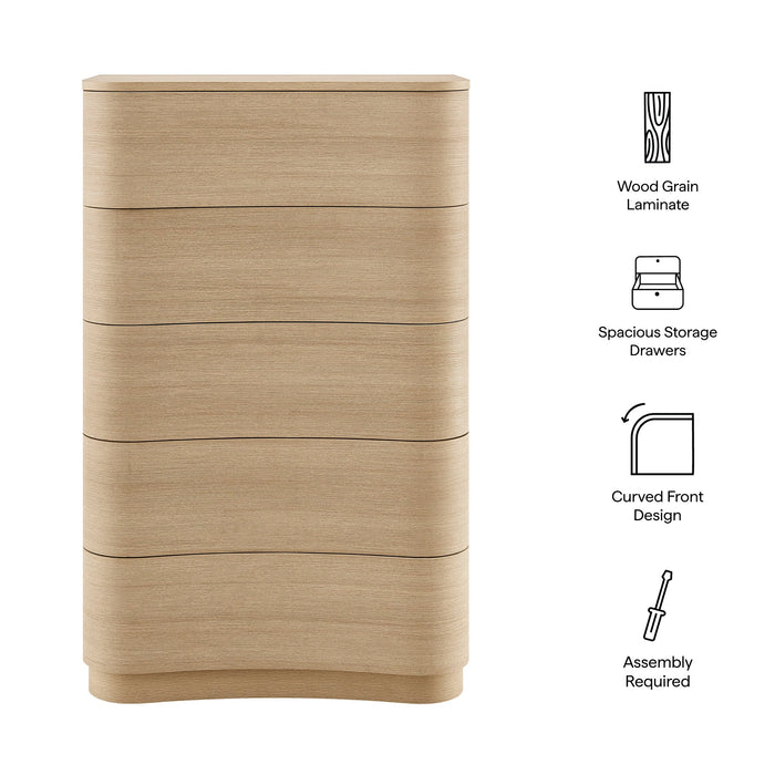 Mirae 5-Drawer Curved Dresser Chest of Drawers