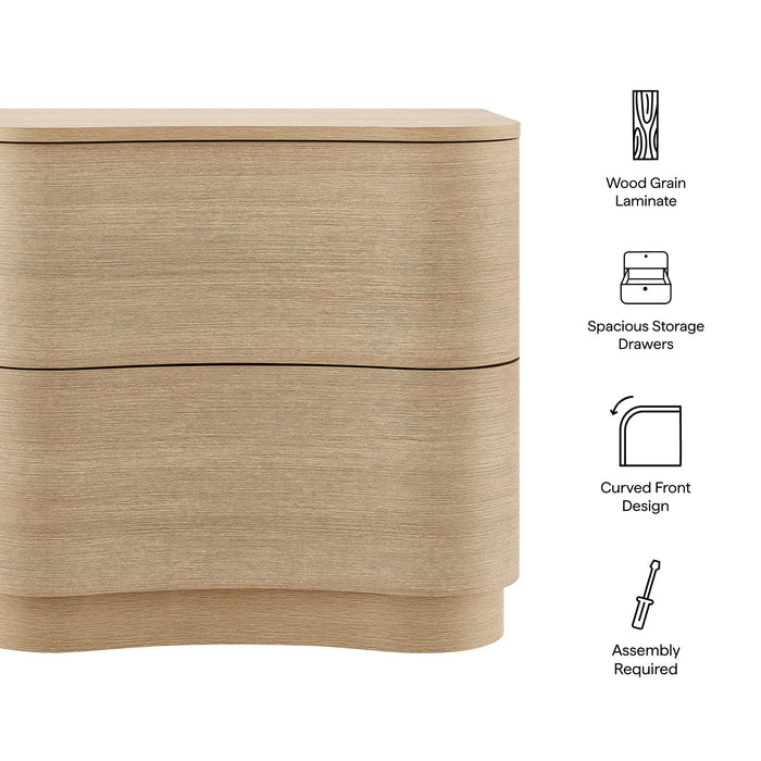 Mirae 2-Drawer Curved Nightstand