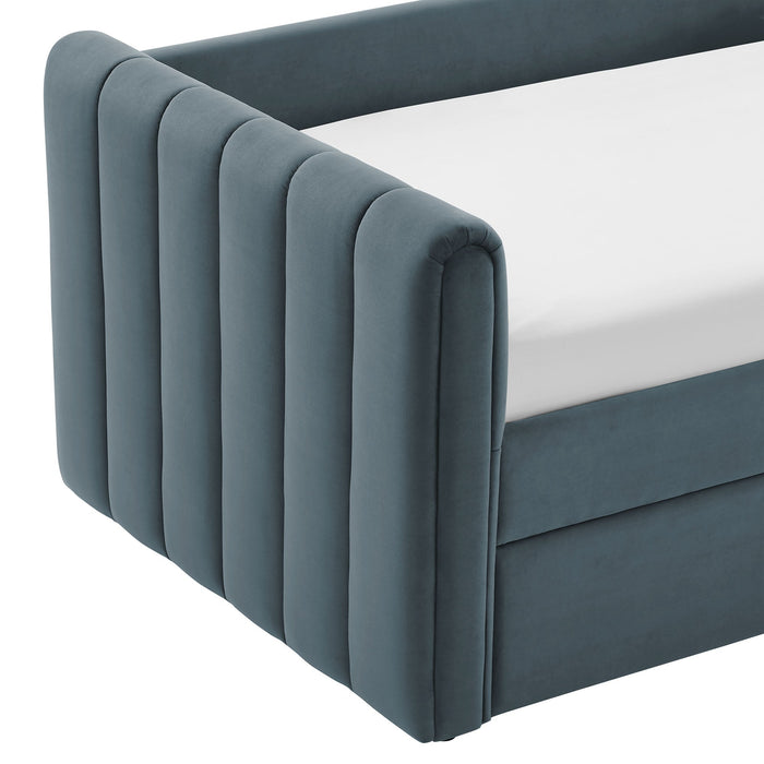 Veyla Channel Tufted Performance Velvet Twin Daybed With Trundle