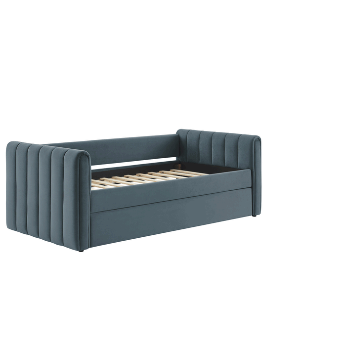 Veyla Channel Tufted Performance Velvet Twin Daybed With Trundle