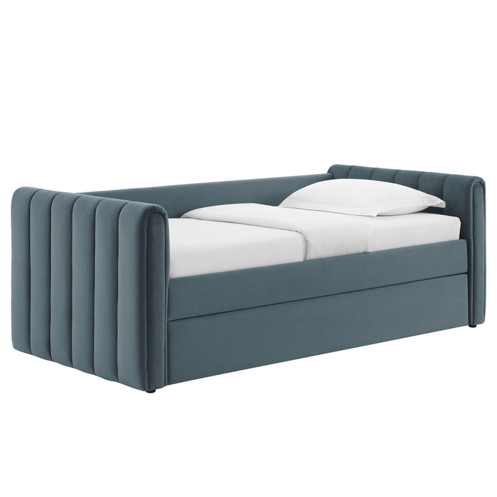 Veyla Channel Tufted Performance Velvet Twin Daybed With Trundle