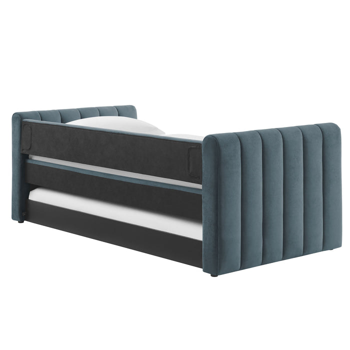 Veyla Channel Tufted Performance Velvet Twin Daybed With Trundle