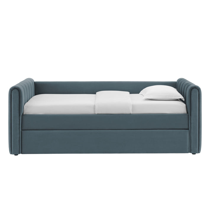 Veyla Channel Tufted Performance Velvet Twin Daybed With Trundle