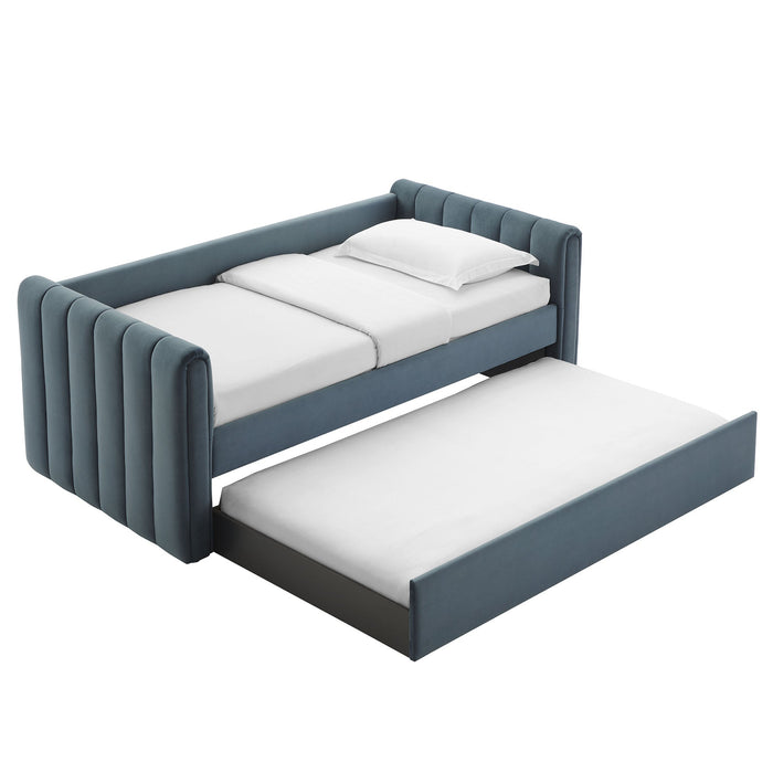 Veyla Channel Tufted Performance Velvet Twin Daybed With Trundle