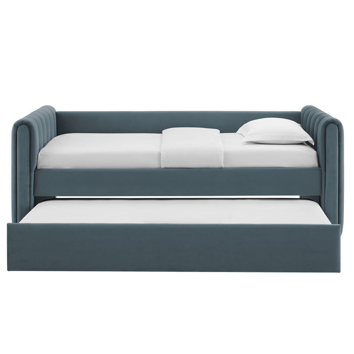 Veyla Channel Tufted Performance Velvet Twin Daybed With Trundle