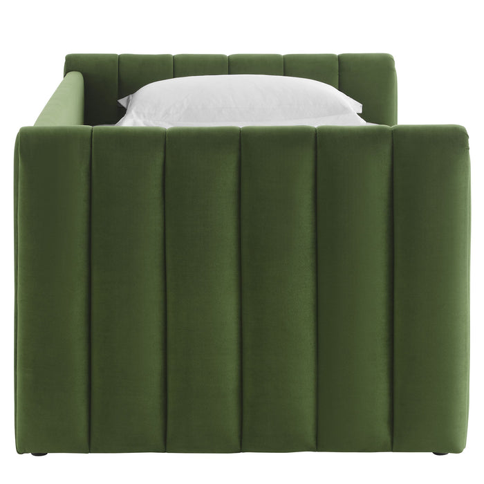 Veyla Channel Tufted Performance Velvet Twin Daybed With Trundle