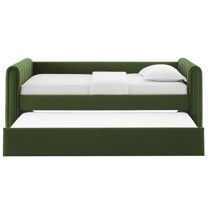 Veyla Channel Tufted Performance Velvet Twin Daybed With Trundle