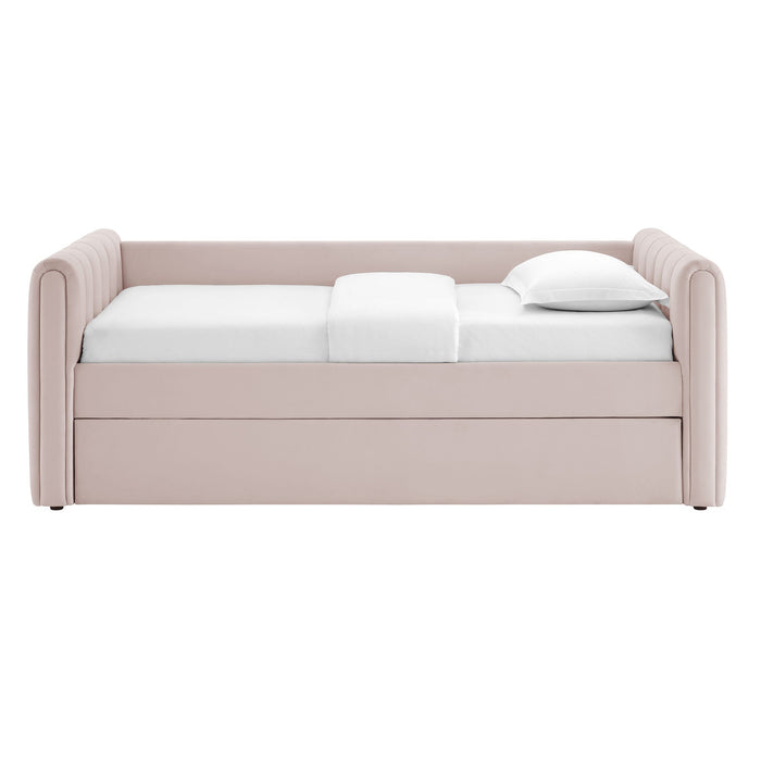 Veyla Channel Tufted Performance Velvet Twin Daybed With Trundle