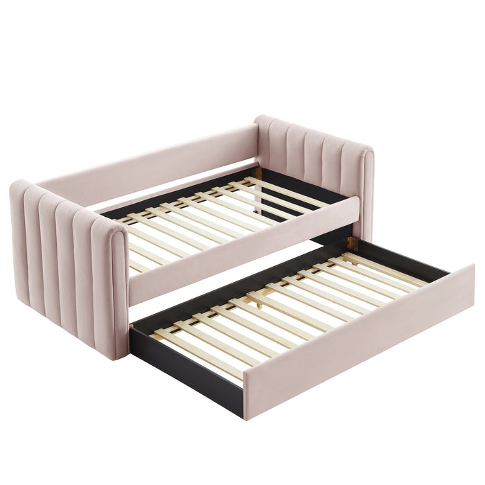 Veyla Channel Tufted Performance Velvet Twin Daybed With Trundle