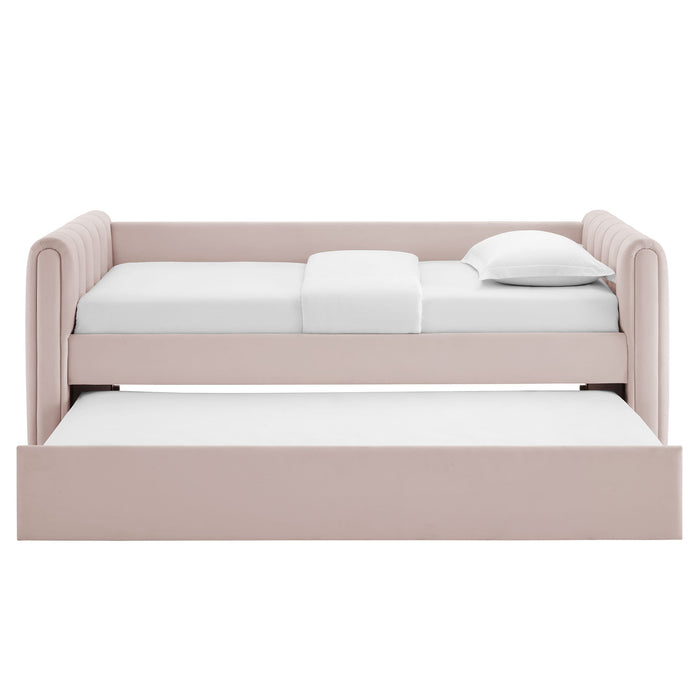 Veyla Channel Tufted Performance Velvet Twin Daybed With Trundle