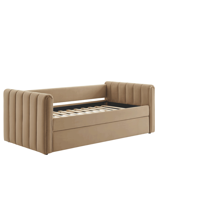 Veyla Channel Tufted Performance Velvet Twin Daybed With Trundle