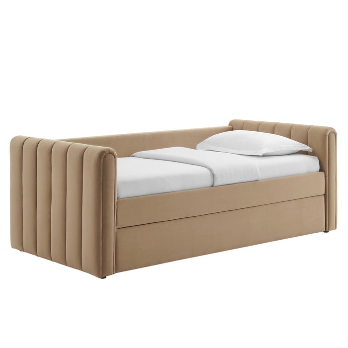 Veyla Channel Tufted Performance Velvet Twin Daybed With Trundle