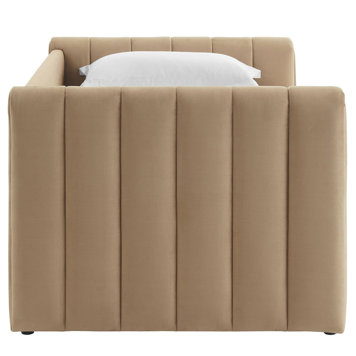 Veyla Channel Tufted Performance Velvet Twin Daybed With Trundle