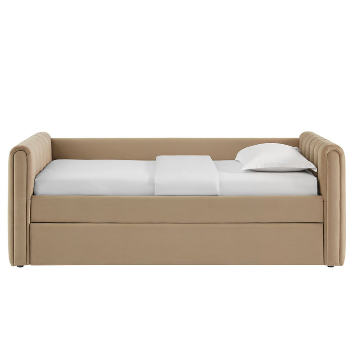 Veyla Channel Tufted Performance Velvet Twin Daybed With Trundle