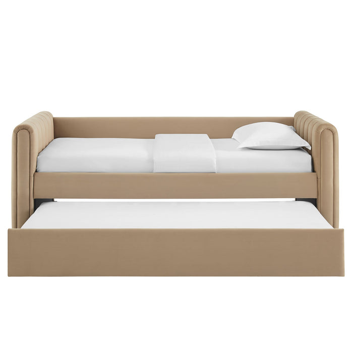 Veyla Channel Tufted Performance Velvet Twin Daybed With Trundle