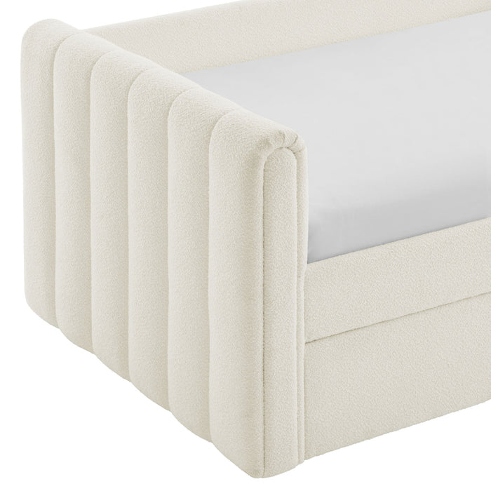 Veyla Channel Tufted Boucle Twin Daybed With Trundle