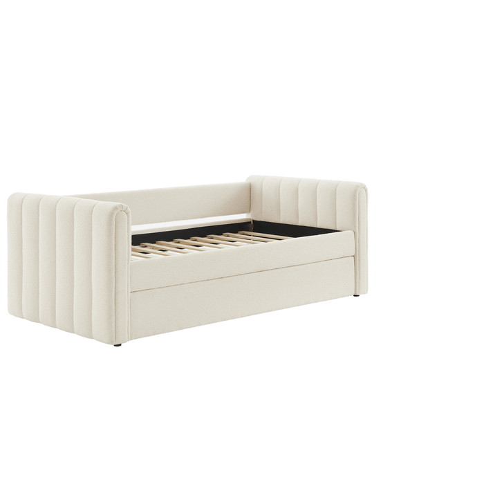 Veyla Channel Tufted Boucle Twin Daybed With Trundle