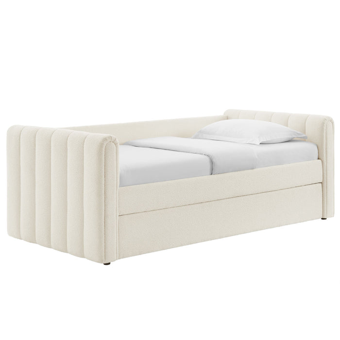 Veyla Channel Tufted Boucle Twin Daybed With Trundle
