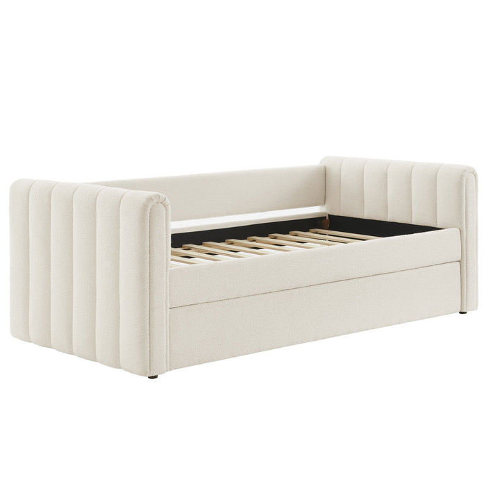 Veyla Channel Tufted Boucle Twin Daybed With Trundle