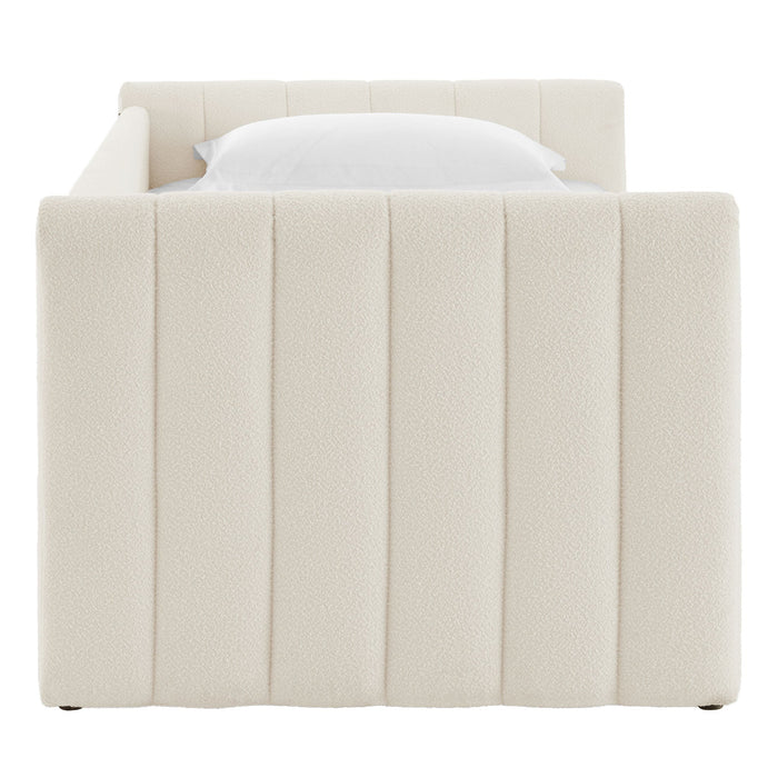 Veyla Channel Tufted Boucle Twin Daybed With Trundle