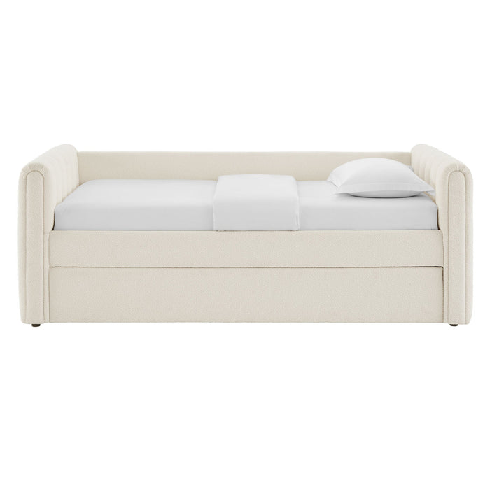 Veyla Channel Tufted Boucle Twin Daybed With Trundle