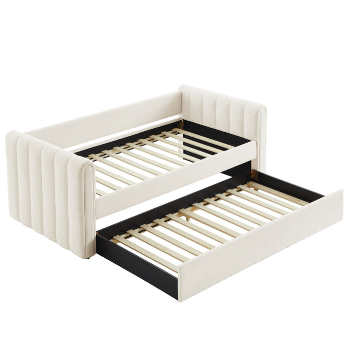 Veyla Channel Tufted Boucle Twin Daybed With Trundle