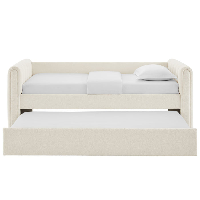 Veyla Channel Tufted Boucle Twin Daybed With Trundle