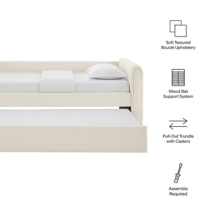 Veyla Channel Tufted Boucle Twin Daybed With Trundle