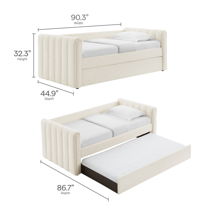 Veyla Channel Tufted Boucle Twin Daybed With Trundle