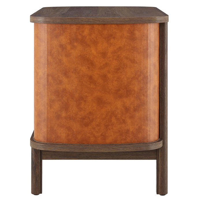 Coralie 2-Drawer Curved Vegan Leather Nightstand