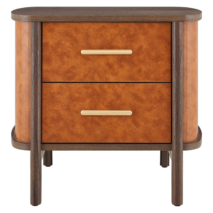 Coralie 2-Drawer Curved Vegan Leather Nightstand