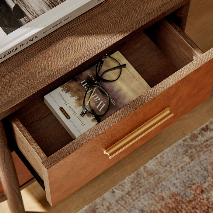 Coralie 2-Drawer Curved Vegan Leather Nightstand