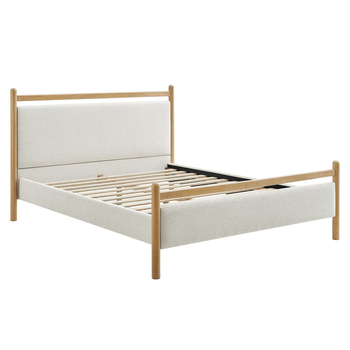 Ginny Platform Bed Frame Light Oak Heathered Ivory / Queen