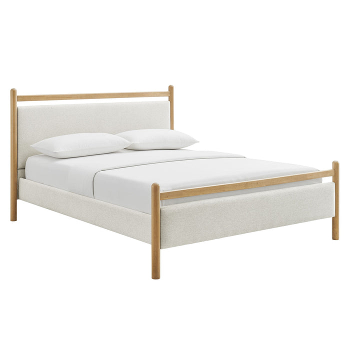 Ginny Platform Bed Frame Light Oak Heathered Ivory / Queen