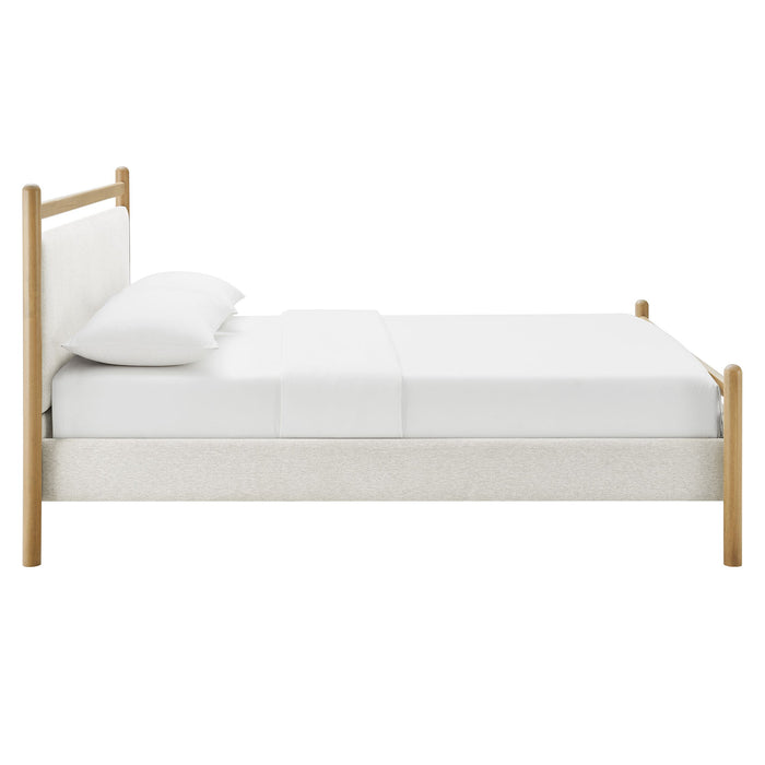 Ginny Platform Bed Frame Light Oak Heathered Ivory / Queen