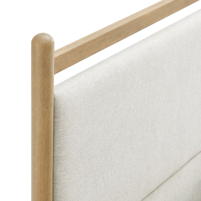 Ginny Platform Bed Frame Light Oak Heathered Ivory / Queen