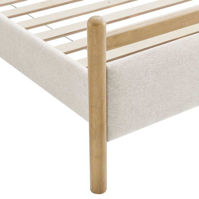Ginny Platform Bed Frame Light Oak Heathered Ivory / Queen
