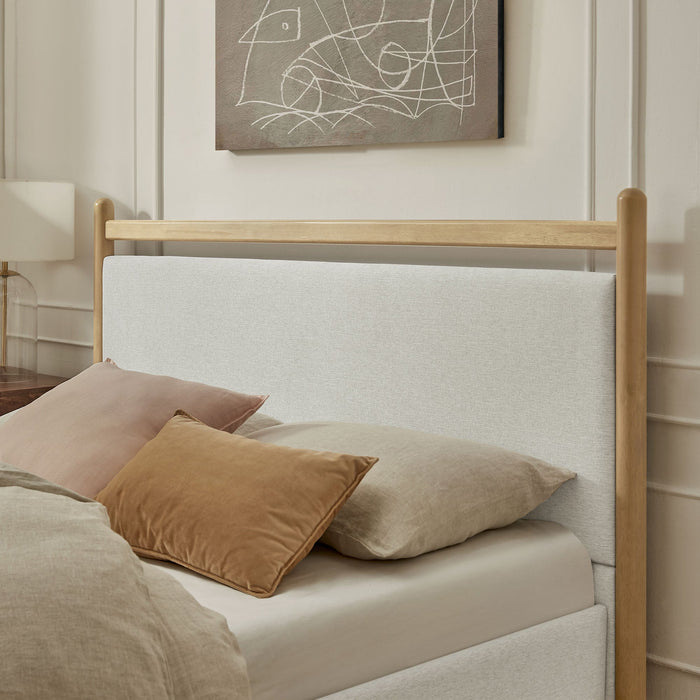 Ginny Platform Bed Frame Light Oak Heathered Ivory / Queen