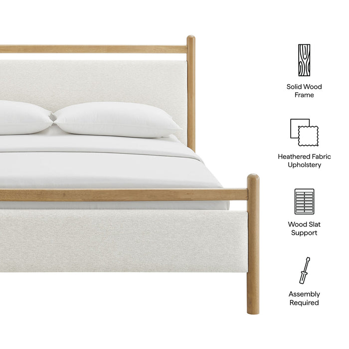 Ginny Platform Bed Frame Light Oak Heathered Ivory / Queen