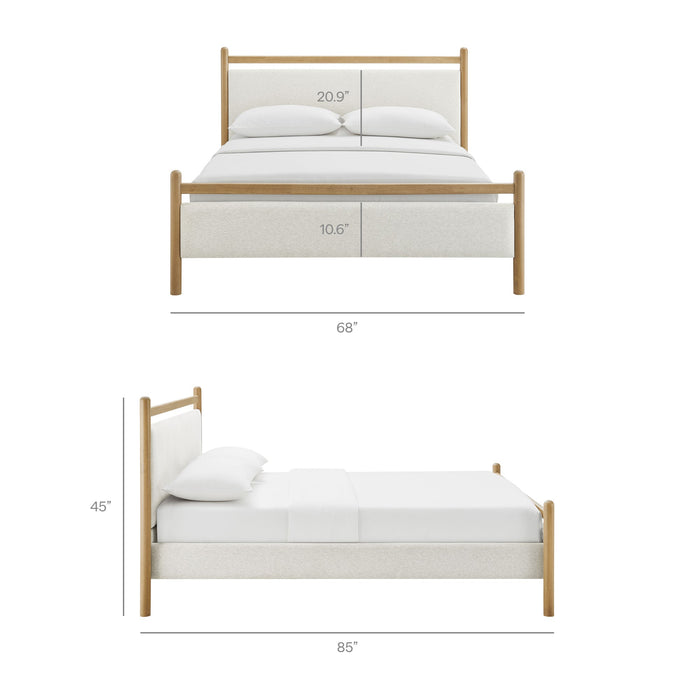 Ginny Platform Bed Frame Light Oak Heathered Ivory / Queen