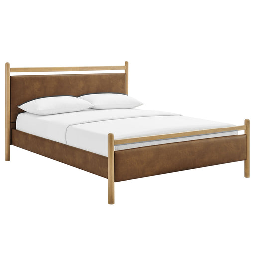 Ginny Vegan Leather Platform Bed Frame Light Oak Canyon / Queen