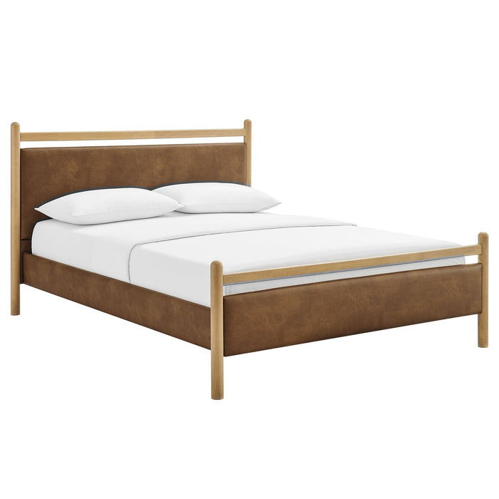 Ginny Vegan Leather Platform Bed Frame Light Oak Canyon / Queen
