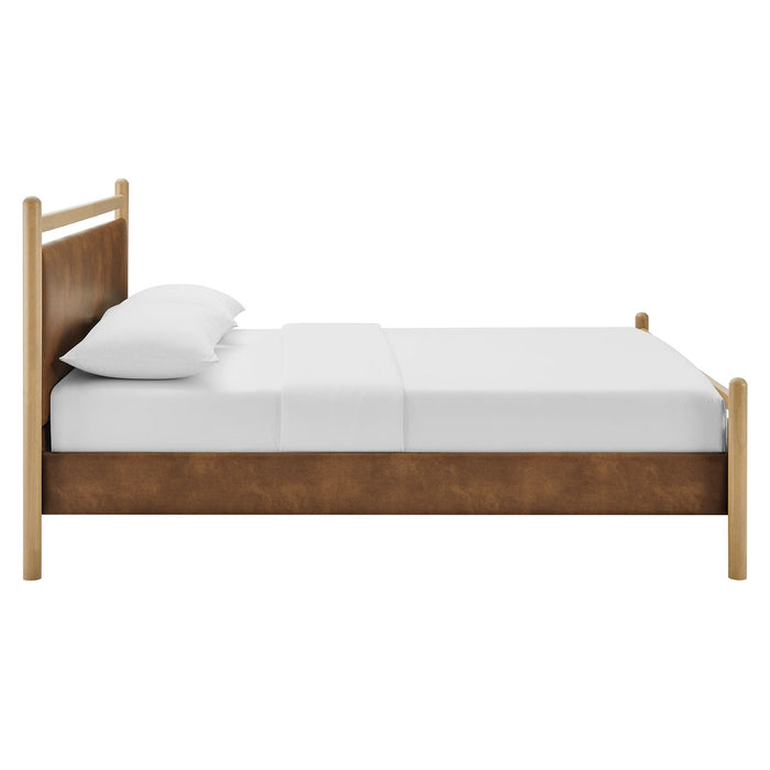 Ginny Vegan Leather Platform Bed Frame Light Oak Canyon / Queen